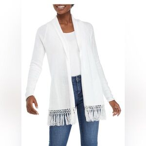 Lilly Pulitzer Tatum White Fringe Cardigan Size Large